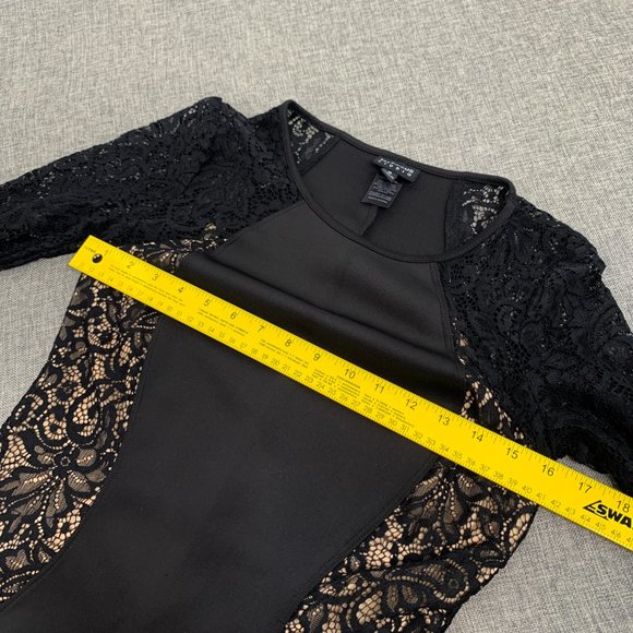 ENFOCUS Studio Evening‎ Cocktail Dress Black Long Lace Sleeve Size 6 - Picture 6 of 11